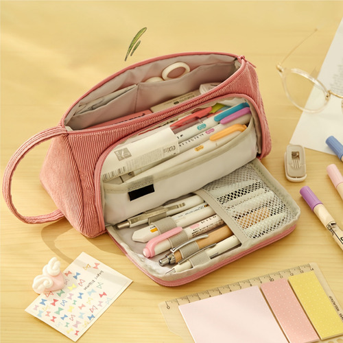 Estojo De Lápis Com Vários Bolsos, 2 Peças De Material Escol
