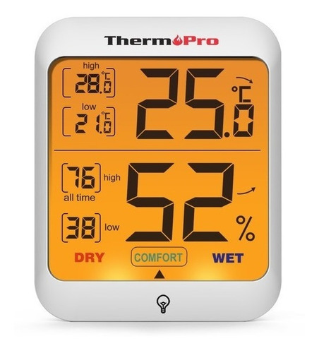 Imagen 1 de 9 de Termómetro Higrómetro Digital Thermopro Tp-53 Mide Humedad