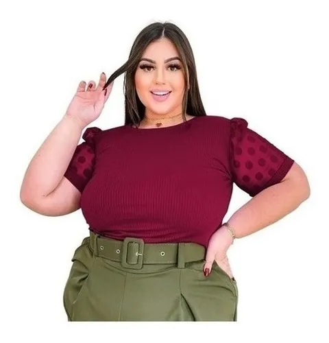 Blusa Manga Curta Princesa Plus Size Linda Feminina Po Tule