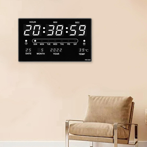 Hh Reloj De Pared Digital Con Fecha, Hora, Semana,