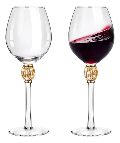 Copas De Vino Tinto Con Diamantes De Imitación Con Borde En