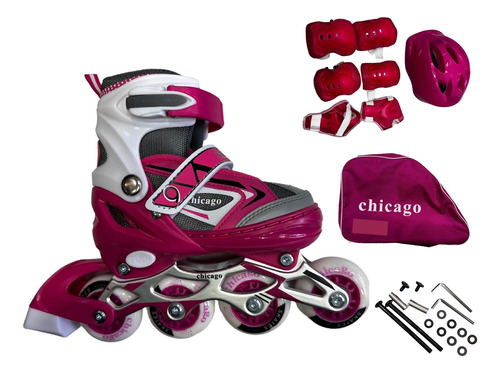 Patines Chicago Niña En Línea Ajustables + Kit. Envío Gratis