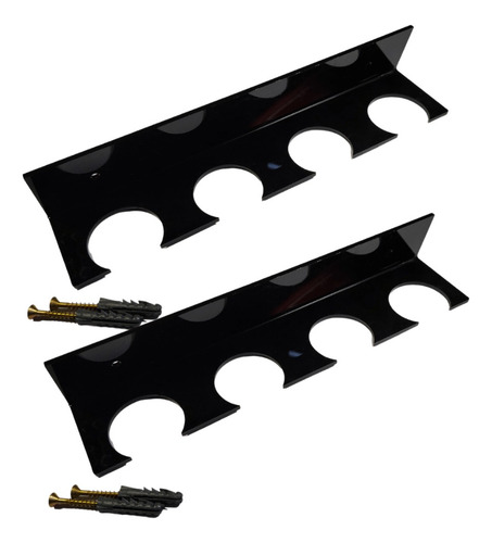 Suporte/descanso P/ Microfone Acrílco Parede P/4 Mics Com 2 Cor Preto