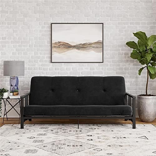 Futon Con Colchon De Microfibra Color Negro Marca Dhp