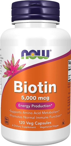 Biotina Now 5mg 5000mcg 120 Cap - Unidad a $750