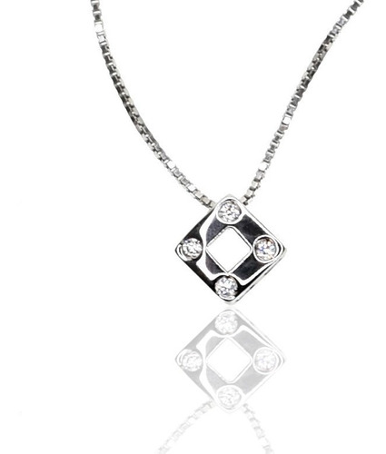 Collar Pendant Dije 4 Diamantes Oro Blanco Free Watch