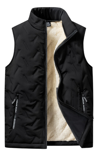 Chaleco Con Forro Polar De Color Liso Para Hombre, Cálido Pa