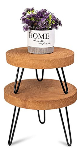 Soporte Plantas De Madera, Conjunto De 2 Taburetes De M...