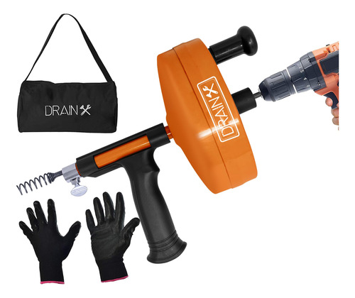 Drainx Power Pro - Barrena De Acero De 25 Pies Con Accesorio