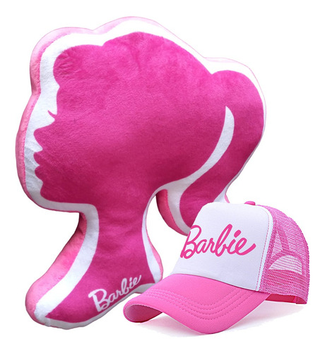 Kit Cojin + Gorra Ajustable Barbie Decoración Suave Rosa