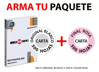 Autocopia Original Blanco Carta + Final Rosa - 1,000 Hojas