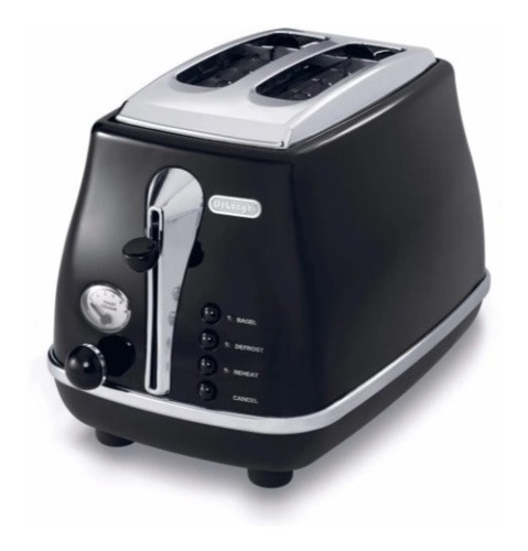 Imagen 1 de 6 de Tostadora Delonghi Icona Negra Cto2003bk Para 2 Panes Digya