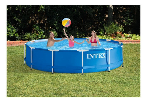 Piscina estructural redonda Intex 28212 con capacidad de 6503 litros de 3.66m de diámetro azul diseño mosaico