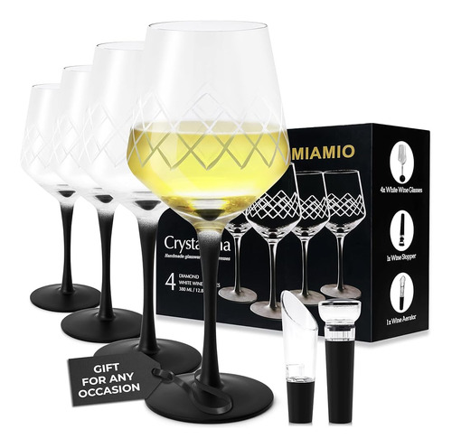 Copas De Vino Miamio, Juego De 4 Copas De Vino De Cristal Pr