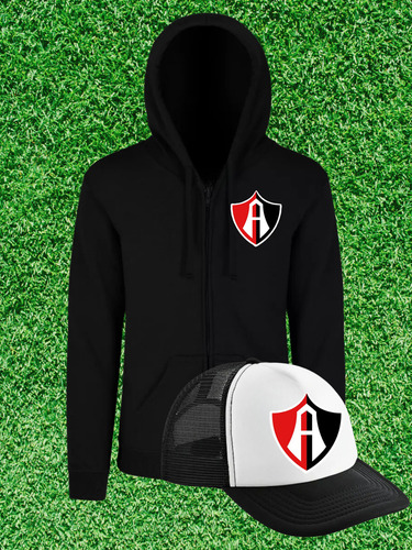 Hoodie Con Cierre Sudadera + Gorra Atlas Moda