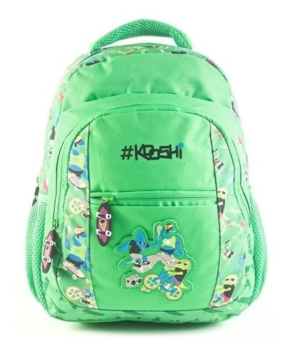 Mochila Kooshi Cocodrilo Espalda 13 Color Verde Diseño de la tela Polyester