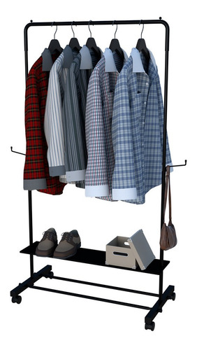 Kit 2 Arara Roupa Aço Prateleira Sapateira Cabideiro Rodinha