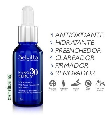 Imagem 2 de 6 de Nano Sérum 30 Belvittà Vitamina C Ácido Hialurônico, Retinol