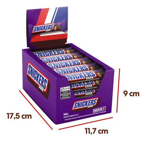 Chocolate Snickers Dark 20 Unidades De 42g