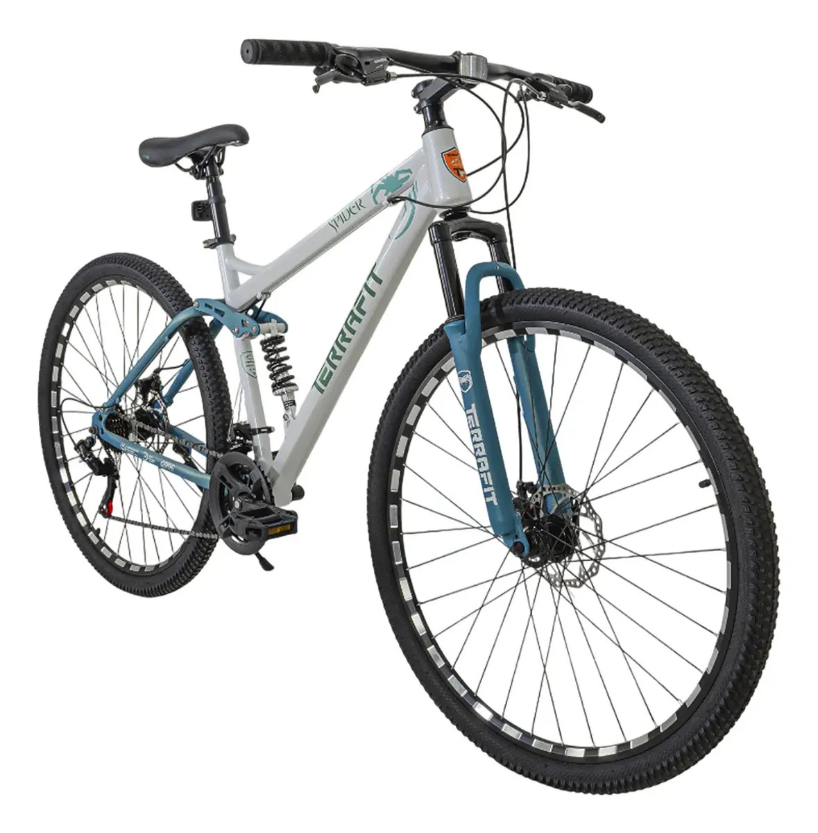 Bicicleta de Montaña Terrafit Spider 29 con Doble Suspensión, 21 Velocidades Shimano y Frenos de Disco Delantero y Trasero