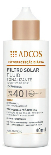 Filtro Solar Fluid Tonalizante Fps40 Adcos 40ml  - Beige