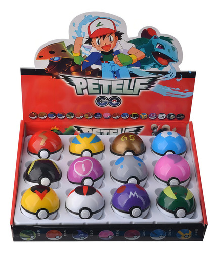 Pokebola Kit C/ 12 Pçs Bola Pokemon Pop-up Com Boneco Dentro