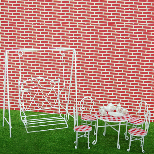 Set De Silla Y De Hierro + Jáula Columpio En Miniatura