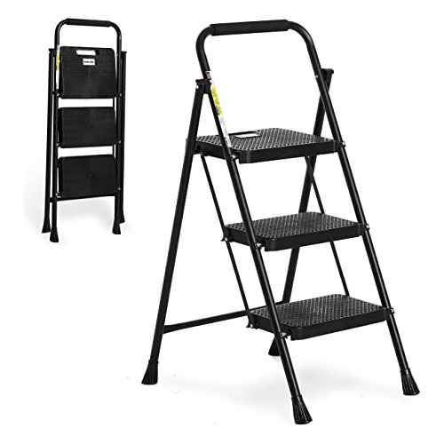 Double Elite   Escalera Plegable De 3 Escalones Con Asa, Tab