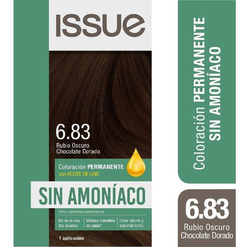 Kit Tintura Issue Sin Amoniaco  SIN AMONIACO Coloracion permanente sin amoniaco tono 6.83 rubio oscuro chocolate dorado