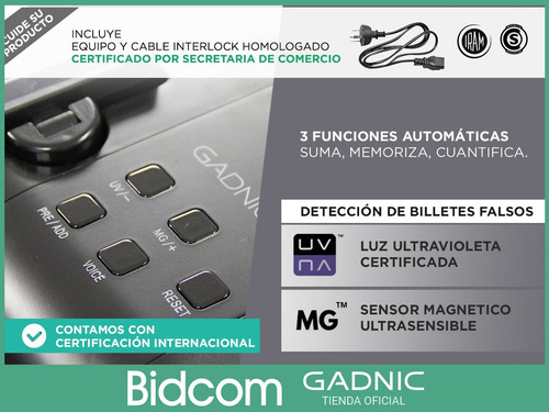 Imagen 5 de 10 de Contadora De Billetes Detecta Falsos Plata Triple Display