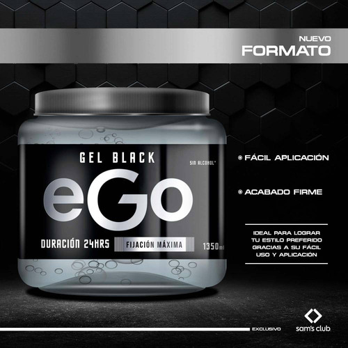 Gel Fijador Para Cabello Ego Black 1350 Ml Acabado Firme