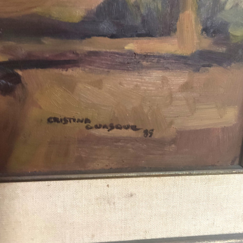 Cristina Guasque Cuadro Pintura Oleo Ranchos Arboles (Usado)