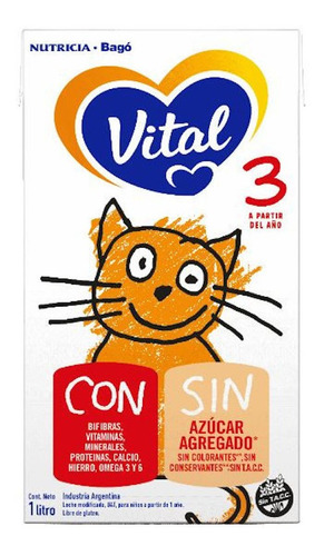 Nutricia Bagó Vital 3 en brick de 6 de 1L leche de fórmula líquida sin tacc 12 meses a 2 años