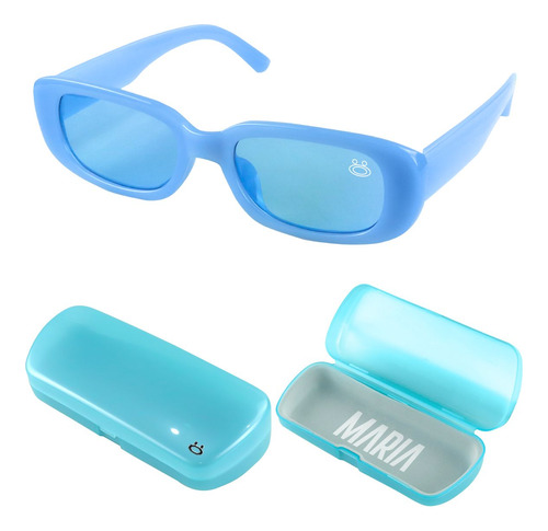 Case + Oculos Sol Proteção Uv Praia Social Vintage Verão