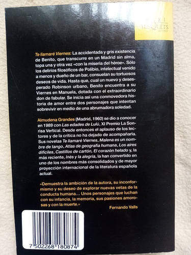 Novela Te Llamaré Viernes Almudena Grandes (Usado)
