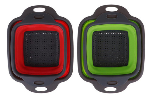 Juego De 2 Coladores Plegables Cuadrados De Silicona Aptos P