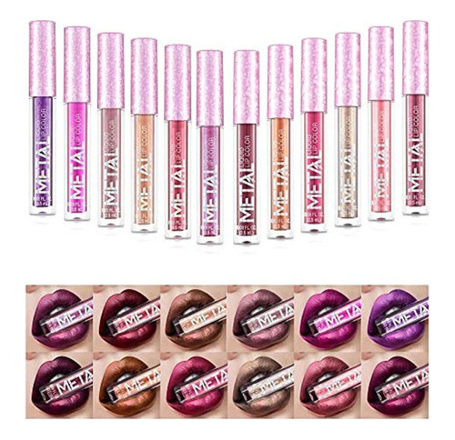 Juego De Lapiz Labial Liquido Brillo Brillo 12 Colores Bri