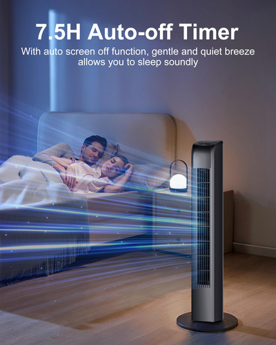 Ventilador De Torre Oscilante Eléctrico Con Control Remoto Negro