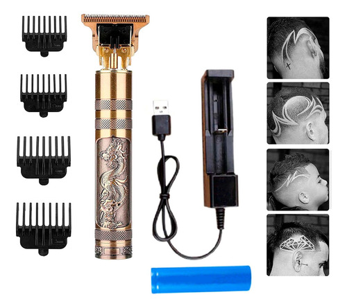 Máquina Para Cortar Cabello Inalámbrica - Cortadora De Cabello Inalámbrica - Trimmer Profesional Dorada - Cortapelos Para Hombres - Recortadora Dorada Recargable - Perfiladora De Cejas, Barba, Pelo