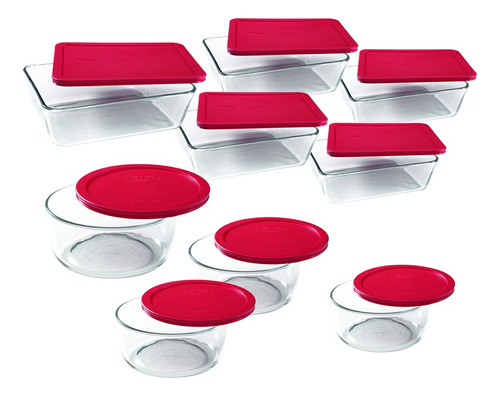 Juego De Fuentes X9z Con Tapa Roja Simply Store Pyrex Ct