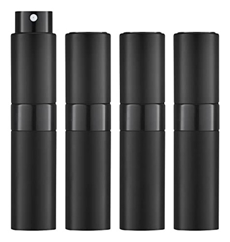 4 Mini Botellas Atomizadora De Prefume Recargable Negro