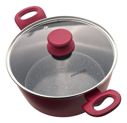 Panela Caçarola Ceramica 24cm Avulsa Antiaderente Fundo Triplo Indução Vermelha Rubi Mimo Style