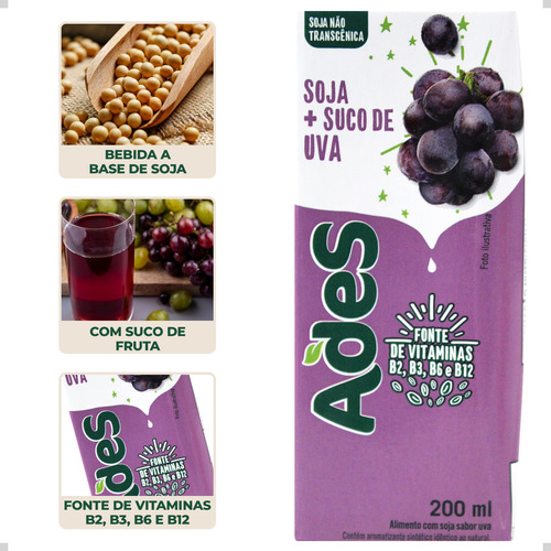 Ades Suco De Fruta Com Soja Sabores 200ml Pack Com 6 Un