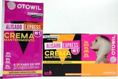 Imagen 1 de 5 de Alisado Express Crema Mantenimiento Sin Formol Caja X10 Uni.