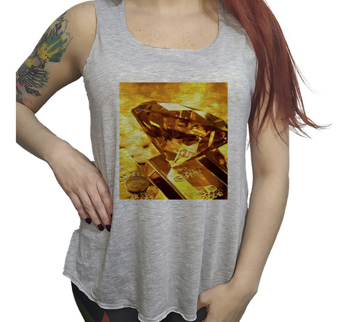 Musculosa Dama Oro Gold Barra Lingotes Dinero Dorado P1