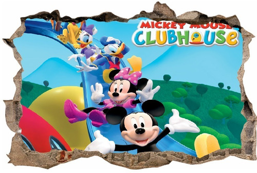 Vinilos 3d Pared Rota Mickey Mouse Clubhouse - 1m X 60cm