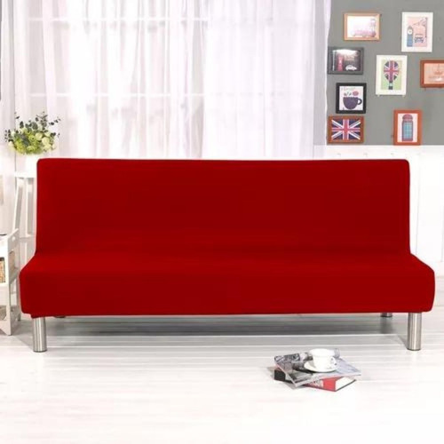 01 Capa De Sofá Sem Braço Fundas De Futon  1,20 M Até 1,40 M Cor Vermelho