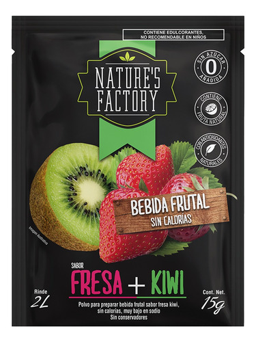 Natures Factory Bebida En Polvo Sabor Fresa Kiwi 10 Piezas.