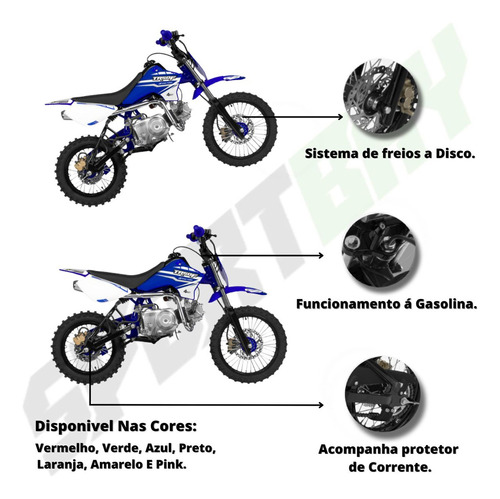 Mini Moto Infantil 50cc Pro Tork Tr 50f Laranja Aro 14/12 Cor Azul