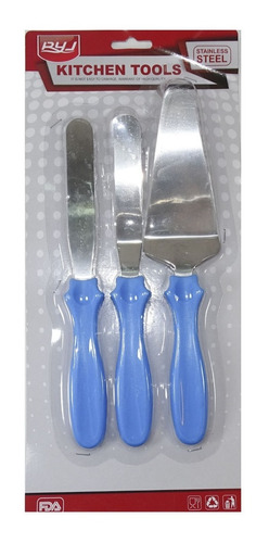 Set 3 Espatulas Reposteria Acero Inox  Cotillon Sergio Once